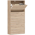 Brown Wood Effect 12 Shoe Flip Drawer Storage Cabinet Space Saving Organiser by HOMCOM