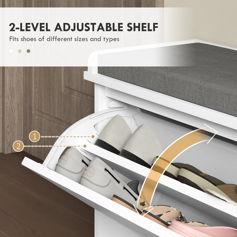 10 Shoe Storage Bench With Cushioned Seat Ideal For Hallways Or Bedrooms White Grey