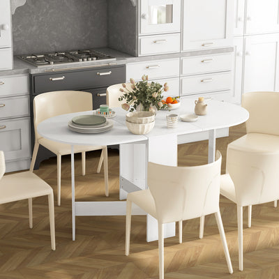 Folding Drop Leaf Dining Table for Small Spaces Oval Ash Wood Effect by HOMCOM