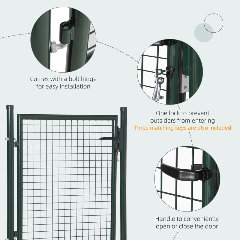 Garden Gate with Lock for Secure and Private Outdoor Entrance Steel Green Outsunny
