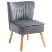 Modern Fabric Accent Chair With Thick Padding And Wooden Legs For Living Room, Grey