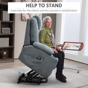 Electric Lift Recliner Armchair With Heat and Massage Function for Elderly, Grey