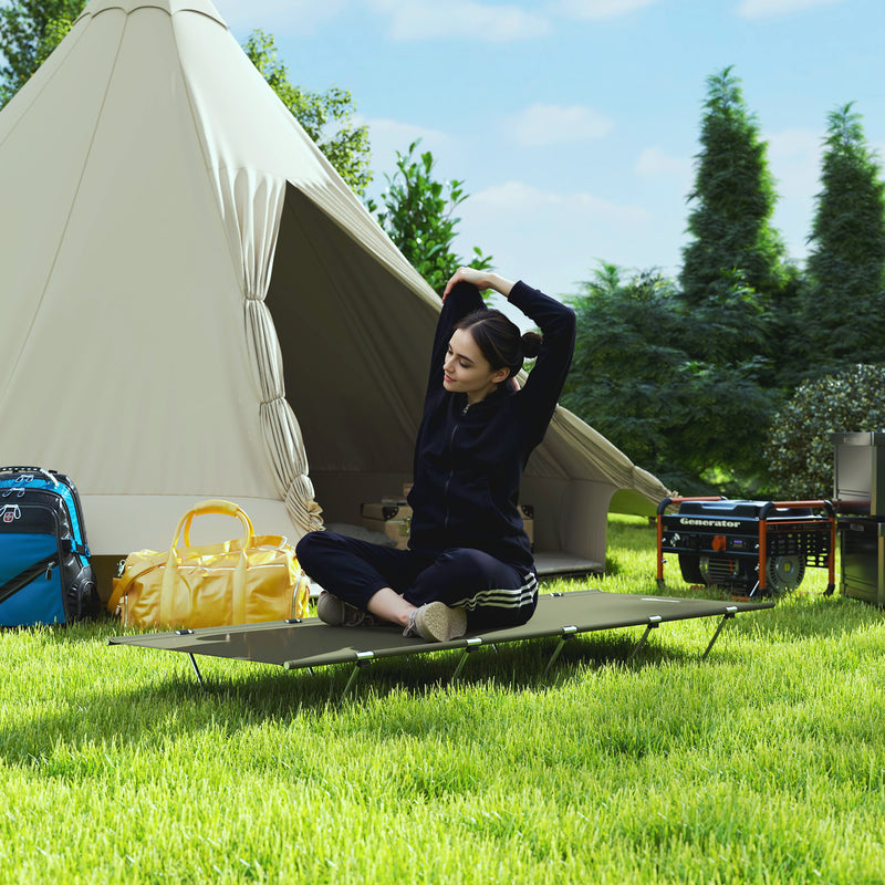 Camping Bed Foldable Off Ground for Comfortable Sleep with Carry Bag Dark Green