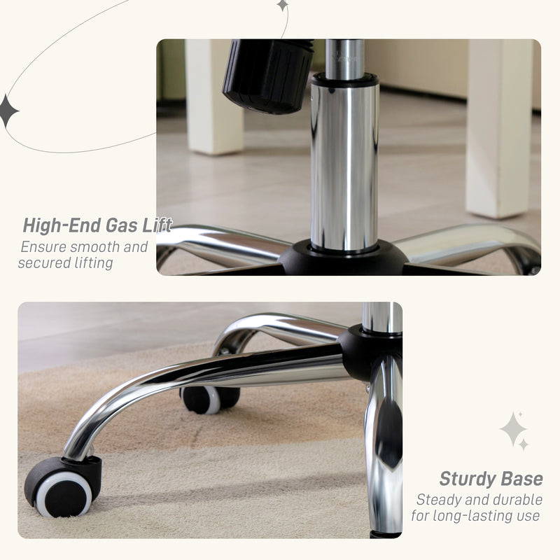 Velvet Feel Office Chair With Diamante Studded Backrest Ideal For Home Workspace, Cream