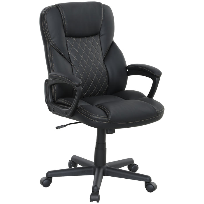 High Back Executive Swivel Office Chair Black PU Leather Adjustable Height by HOMCOM