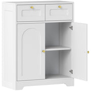 Bathroom Floor Cabinet with 2 Storage Drawers Ideal for Towels and Toiletries White