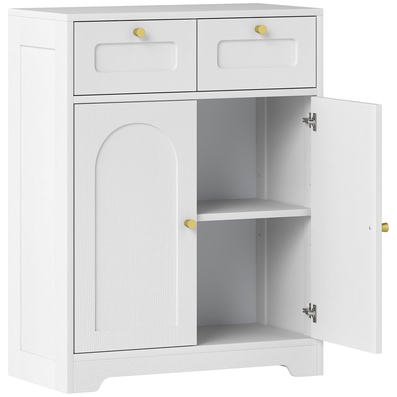 Bathroom Floor Cabinet with 2 Storage Drawers Ideal for Towels and Toiletries White
