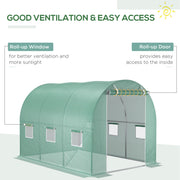 Greenhouse Replacement Cover for 3 x 2m Walk-In Tunnel with Roll-Up Windows, Green