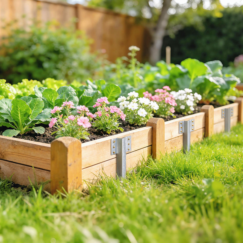 Sleeper Bracket Set for Raised Beds and Garden Borders Galvanised Steel 20 Pack Silver AOSOM