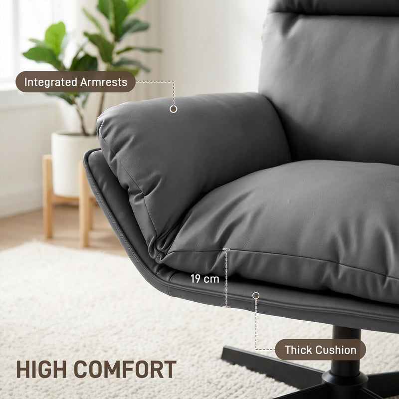 Swivel Armchair with Scratch Resistant Fabric for Pet Friendly Relaxing Dark Grey AOSOM