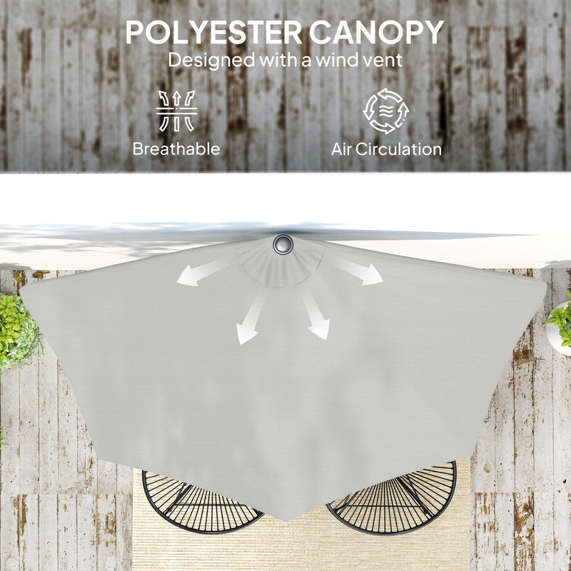 Light Grey Half Round Parasol Umbrella for Small Gardens and Balconies by Outsunny