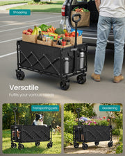 Cart used for a car boot food shop, for carrying a dog and for garden work