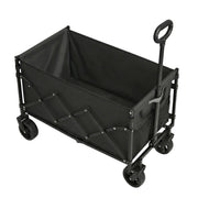 Songmics black folding trolley shown open and empty against a white background