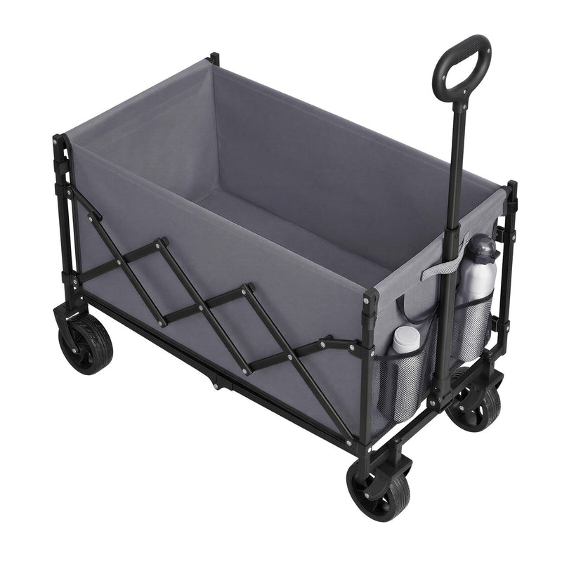 Dove Grey Songmics foldable camping trolley with fabric body and folding handle on a plain background