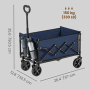 Dimensions diagram showing the trolley at 67 cm wide, 32.5 cm deep and 90.5 cm tall with a 150 kg load rating