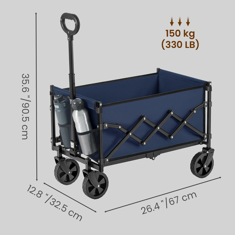 Dimensions diagram showing the trolley at 67 cm wide, 32.5 cm deep and 90.5 cm tall with a 150 kg load rating