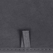Close-up of the stitched fabric tab inside a grey organiser box