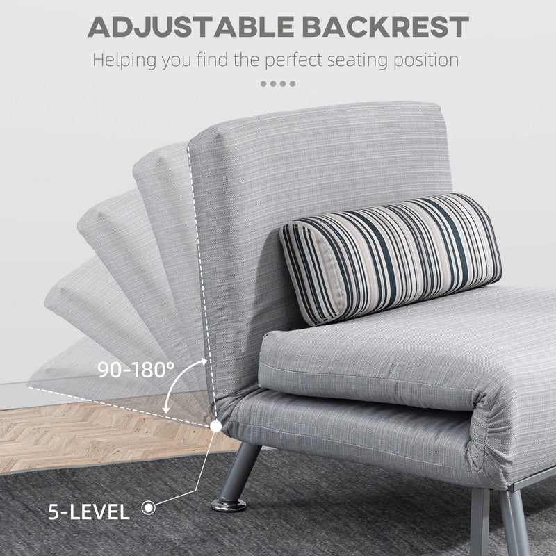 Five-level adjustable backrest diagram, 90 to 180 degrees, grey chair bed