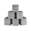Set of 6 folding storage cubes stacked in a pyramid, heathered grey fabric