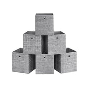 Set of 6 folding storage cubes stacked in a pyramid, heathered grey fabric