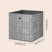 Size diagram giving each storage cube as 30 x 30 x 30 cm