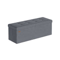 Songmics slate grey foldable storage ottoman, 110 cm, full front view