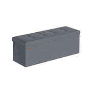 Songmics slate grey foldable storage ottoman, 110 cm, full front view