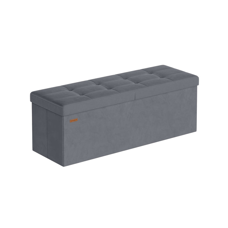 Songmics slate grey foldable storage ottoman, 110 cm, full front view