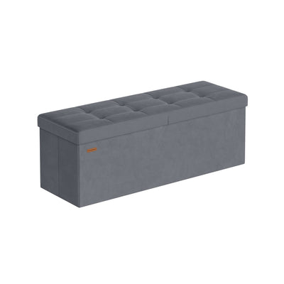 Songmics slate grey foldable storage ottoman, 110 cm, full front view