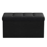 Songmics ink black foldable storage ottoman, full front view