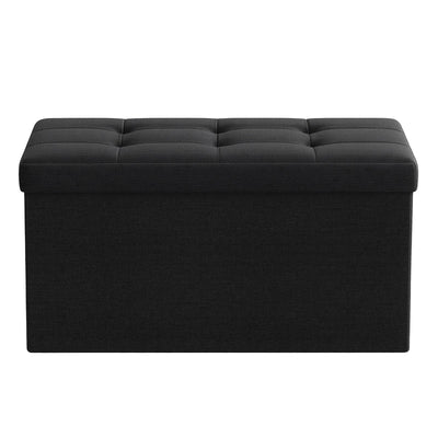 Songmics ink black foldable storage ottoman, full front view
