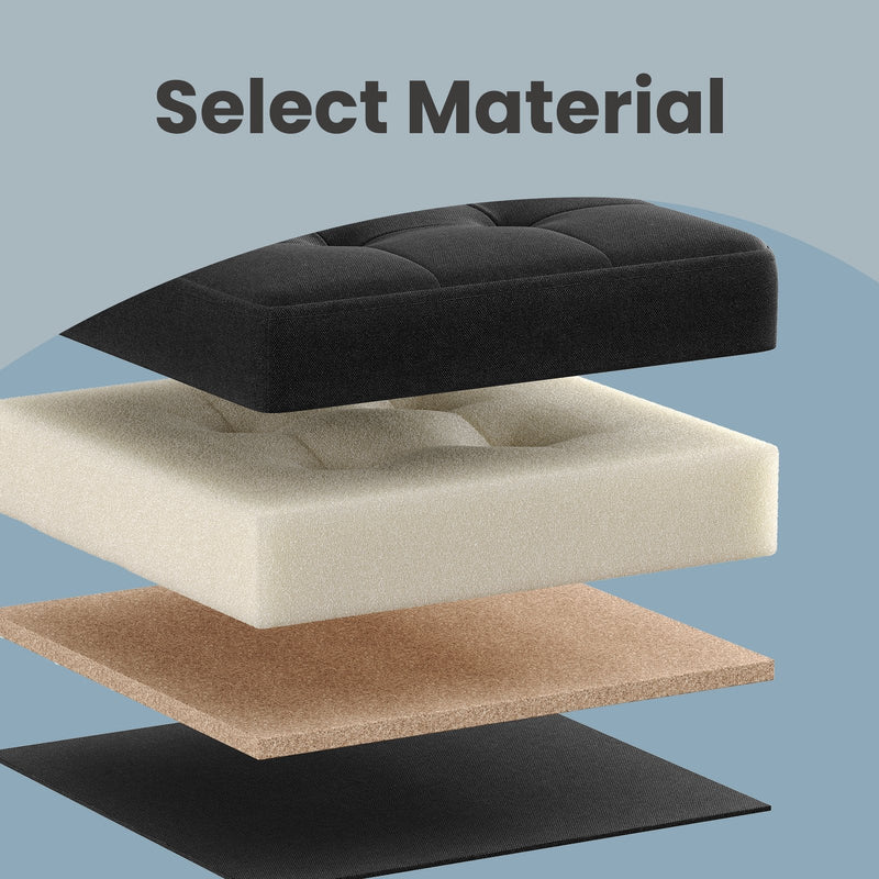 Dimensions diagram of the 38 x 76 x 38 cm Songmics ottoman