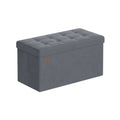 Songmics slate grey foldable storage ottoman, full front view