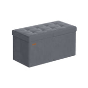 Songmics slate grey foldable storage ottoman, full front view