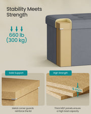 Songmics slate grey storage ottoman folded flat for storage