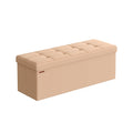 Apricot orange foldable storage ottoman, front view