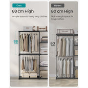 Comparison graphic showing an 88 cm hanging drop next to an 80 cm shelving unit