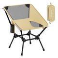 Khaki Songmics folding camping chair beside its slim carry bag