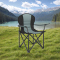 Folding camping chair with padded seat and cup holder by Songmics, lifestyle mountain setting