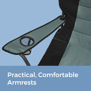 Folding camping chair folded down for transport