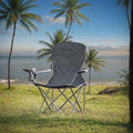 Set of 2 folding camping chairs by Songmics in slate grey, lifestyle beach setting
