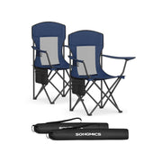 Set of 2 Songmics folding camping chairs in harbour blue with two carry bags
