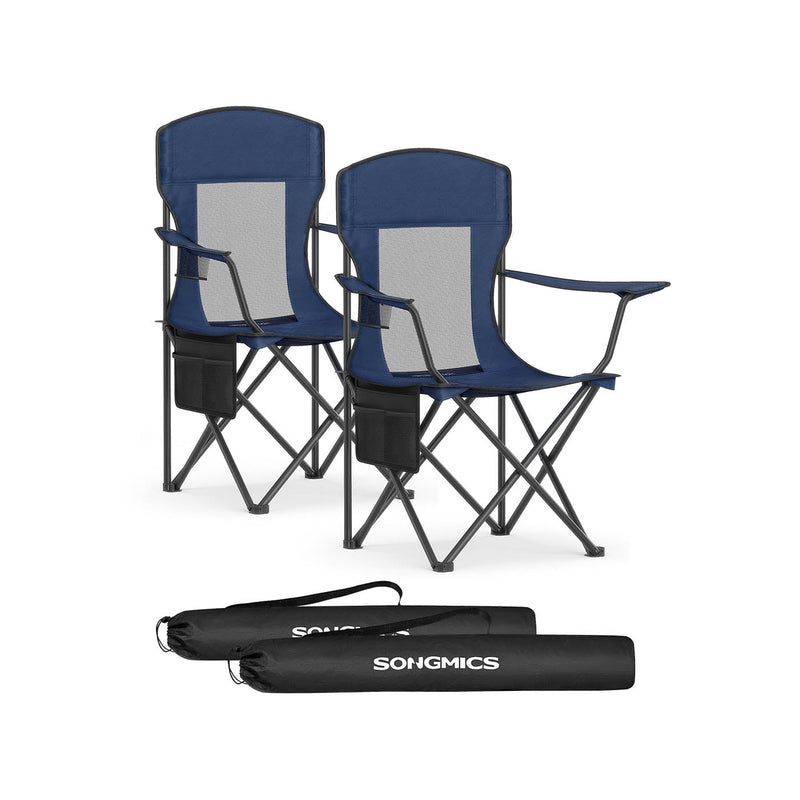 Set of 2 Songmics folding camping chairs in harbour blue with two carry bags