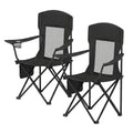 Set of 2 Songmics folding camping chairs in ink black with mesh back panels