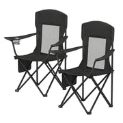 Set of 2 Songmics folding camping chairs in ink black with mesh back panels