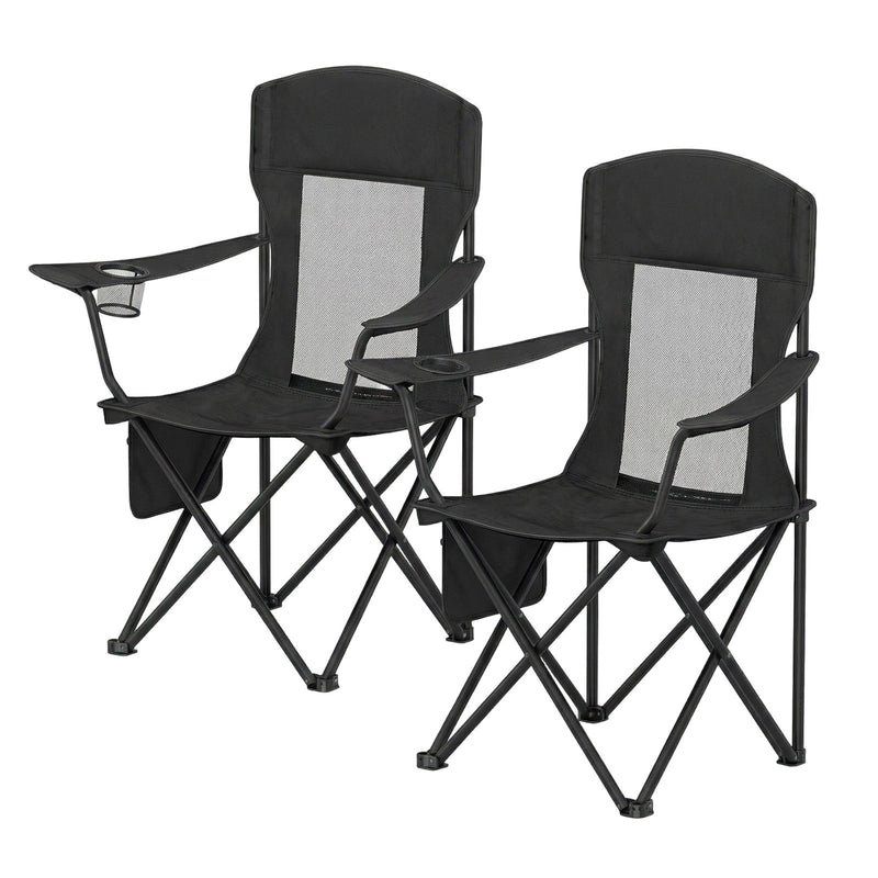 Set of 2 Songmics folding camping chairs in ink black with mesh back panels