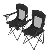 Two ink black Songmics camping chairs shown from the front at an angle