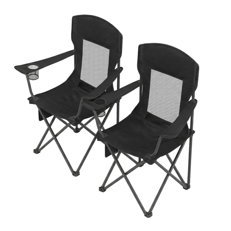Two ink black Songmics camping chairs shown from the front at an angle