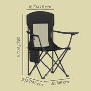 Dimensions diagram of the ink black camping chair, 51.5 x 46 x 97 cm