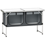 Outsunny folding camping cupboard with double-door storage cabinet, studio shot